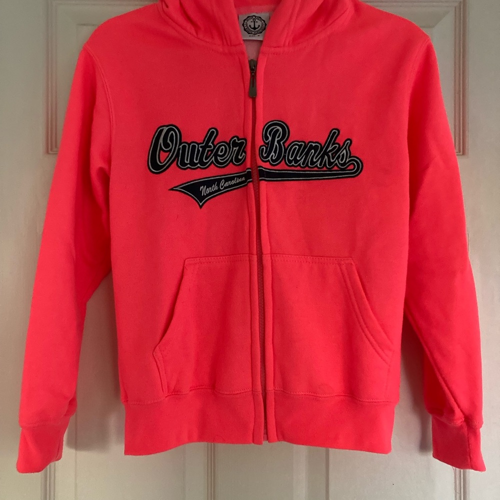 Girls YM hoodie. Neon coral color